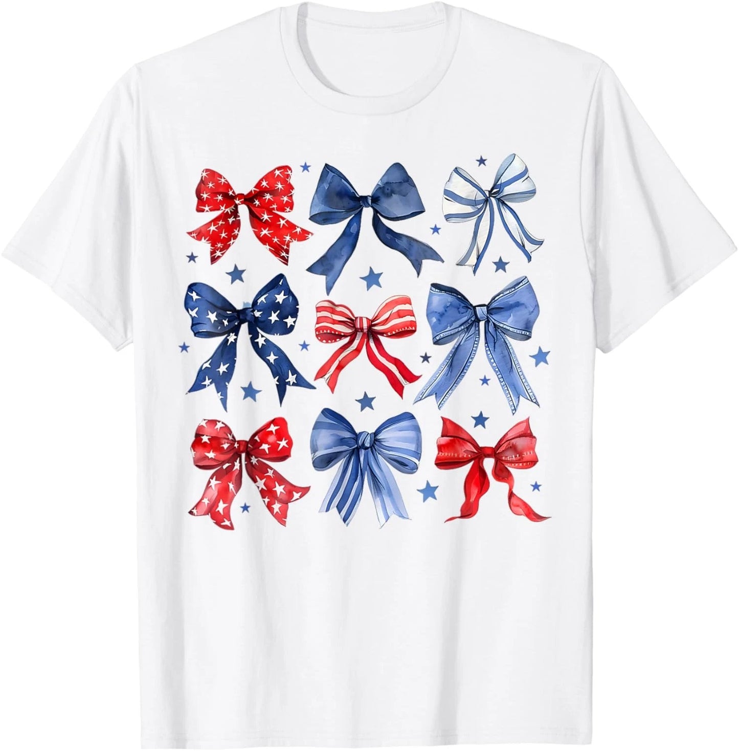 Happy 4th of July Patriotic Boho Coquette Cute Bows Unisex T-Shirt