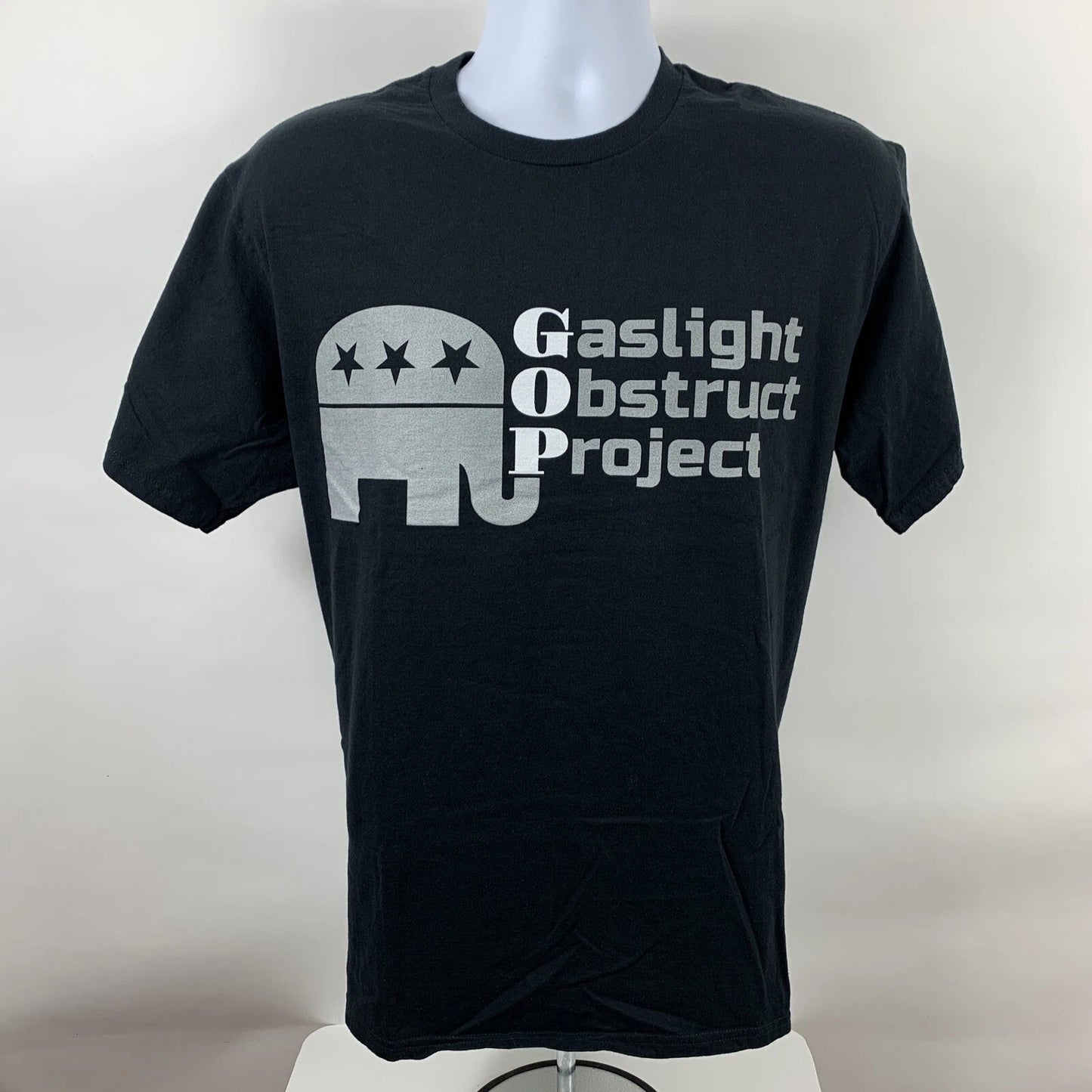 Port & Company T Shirt Large Black GOP Gaslight Obstruct Project Short Sleeve