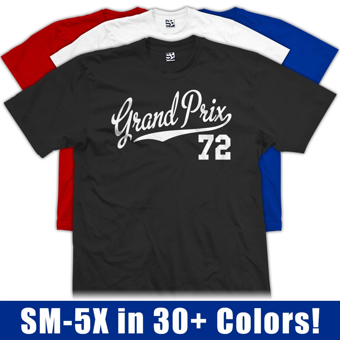 Grand Prix 72 T-Shirt | 1972 Pontiac Classic J SJ LJ GP Coupe Jersey Script Tee