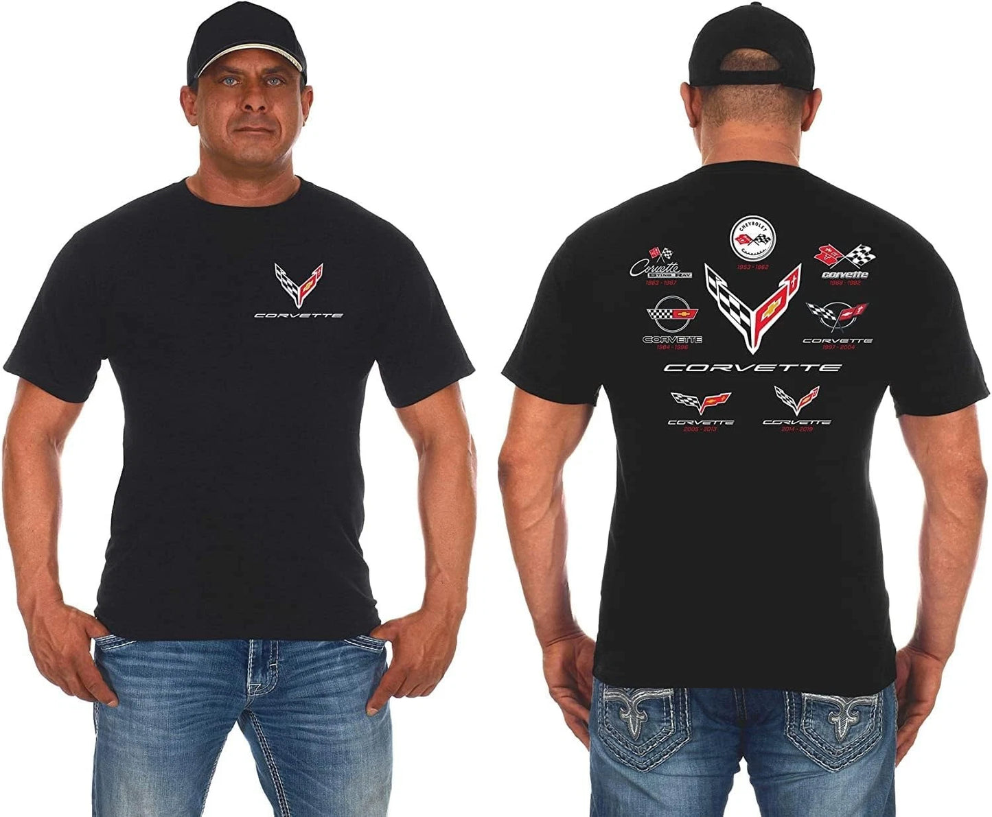 JH Design Mens Corvette T-Shirt C8 C7 C6 C5 C4 C3 C2 C1 Collage Shirt