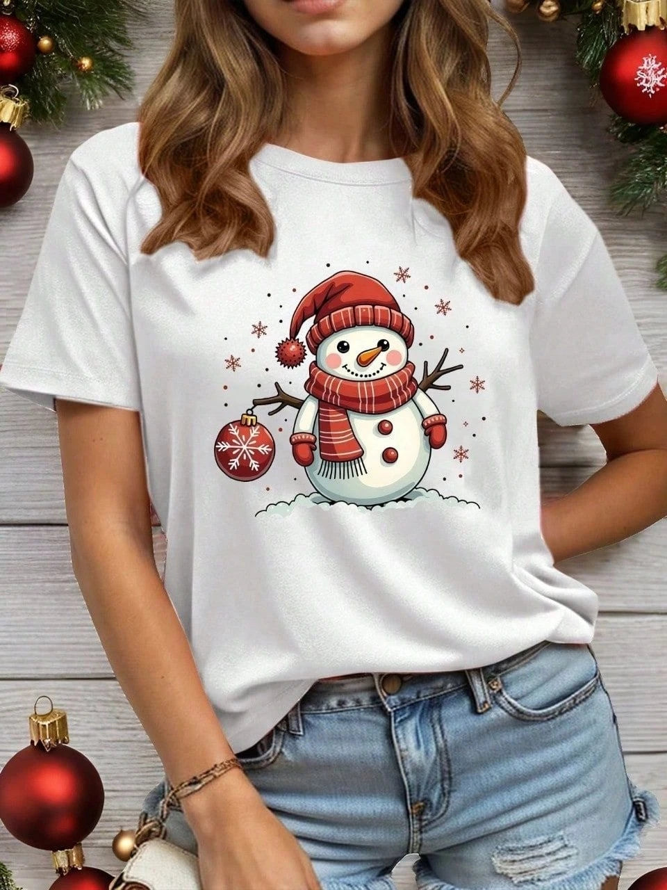 Cute Snowman Christmas Tee Holiday Winter Graphic T-Shirt