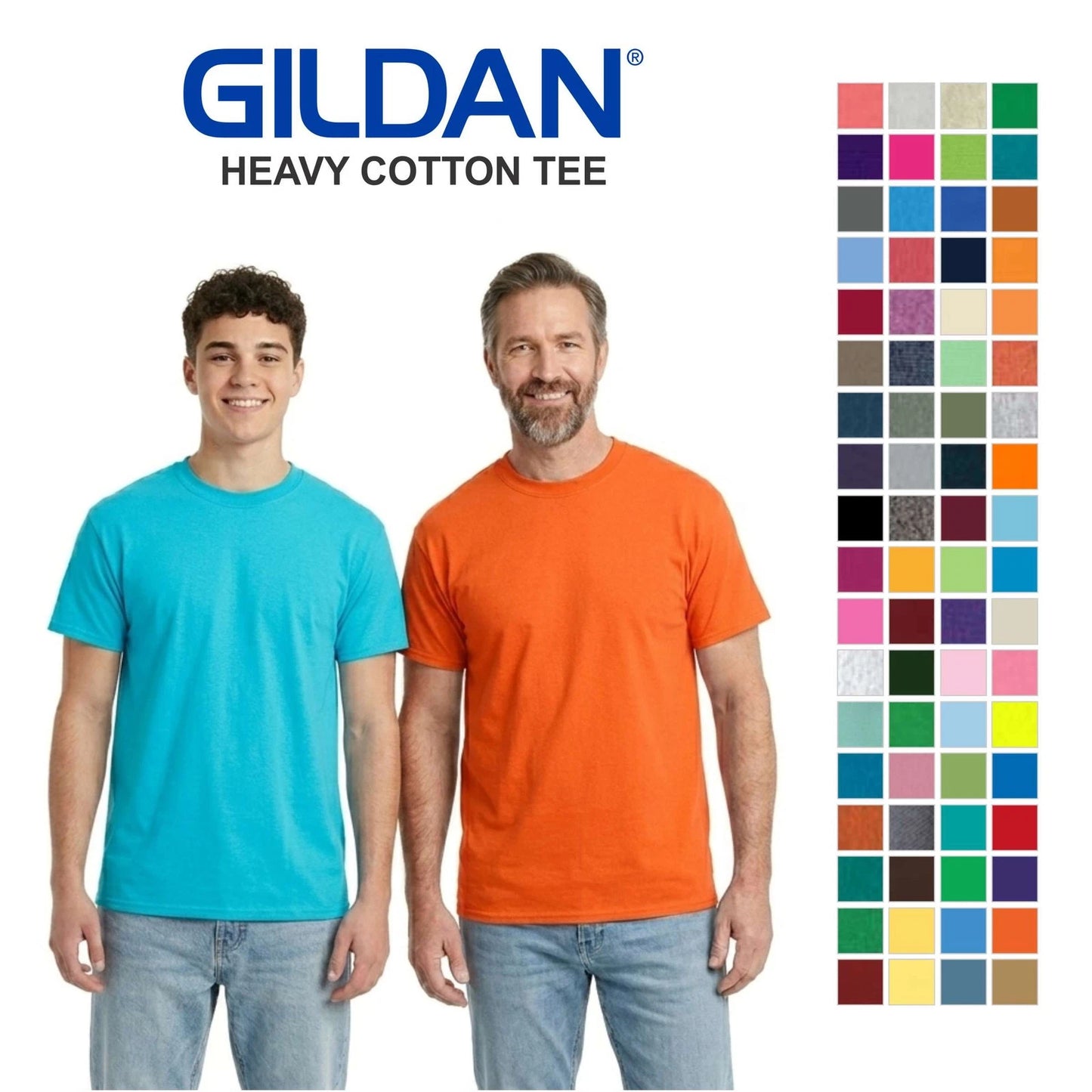Gildan 5000 Unisex Heavy Cotton T-Shirt - Plain Blank Short Sleeves Crewneck Tee