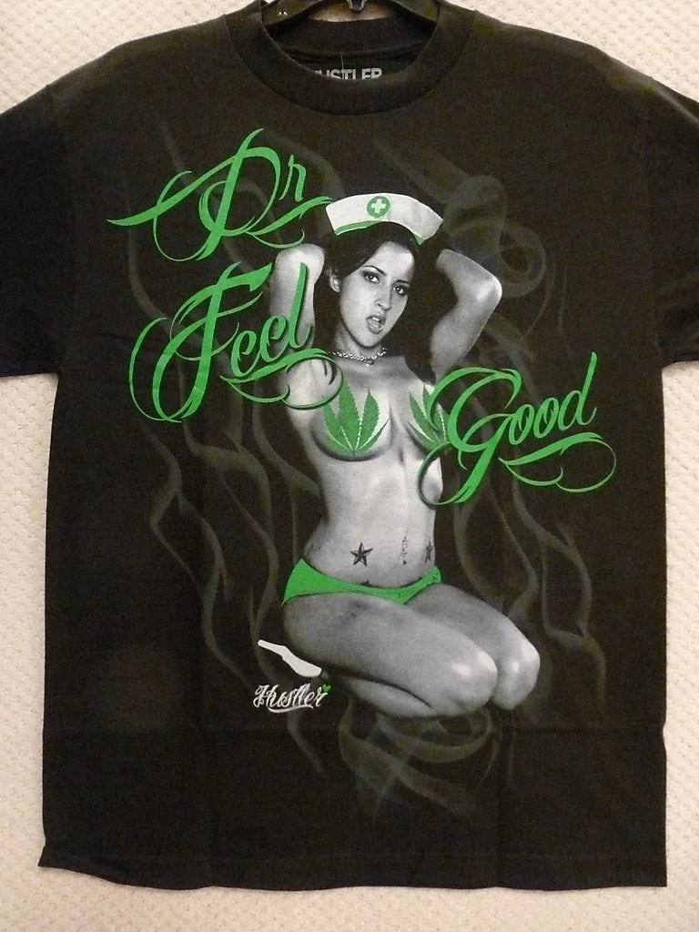 Hustler Men's T-Shirt "Dr. Feel Good 2"--Black
