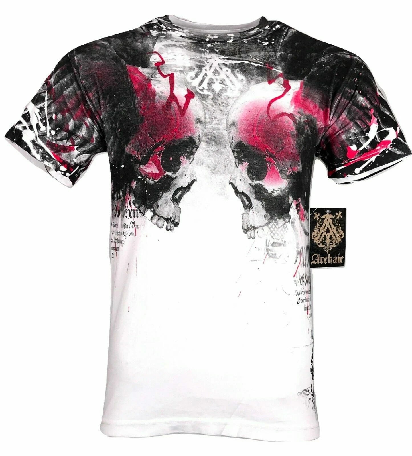 ARCHAIC by AFFLICTION Men's T-Shirt Skulls Crushers White Biker S-45XL $40