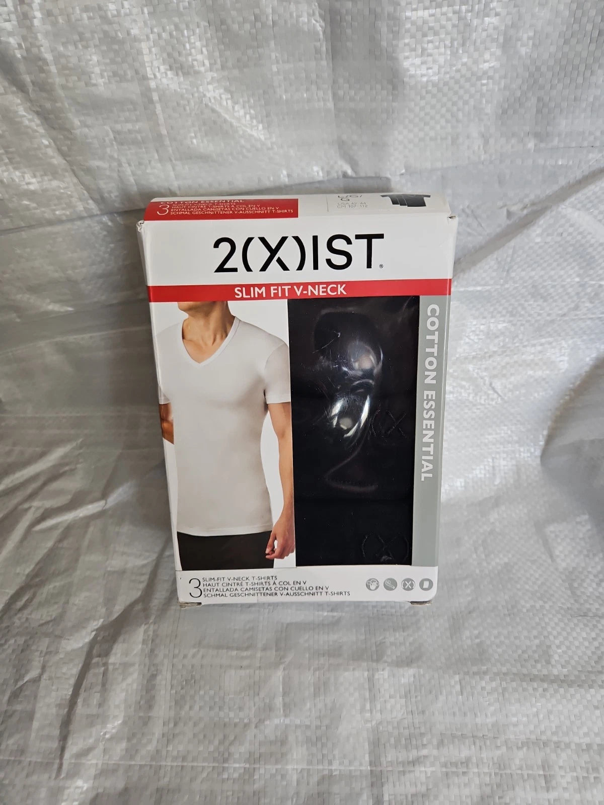 2(X)IST Men's 3-Pack Slim Fit V-Neck Cotton Essential T-Shirt Black Size Large