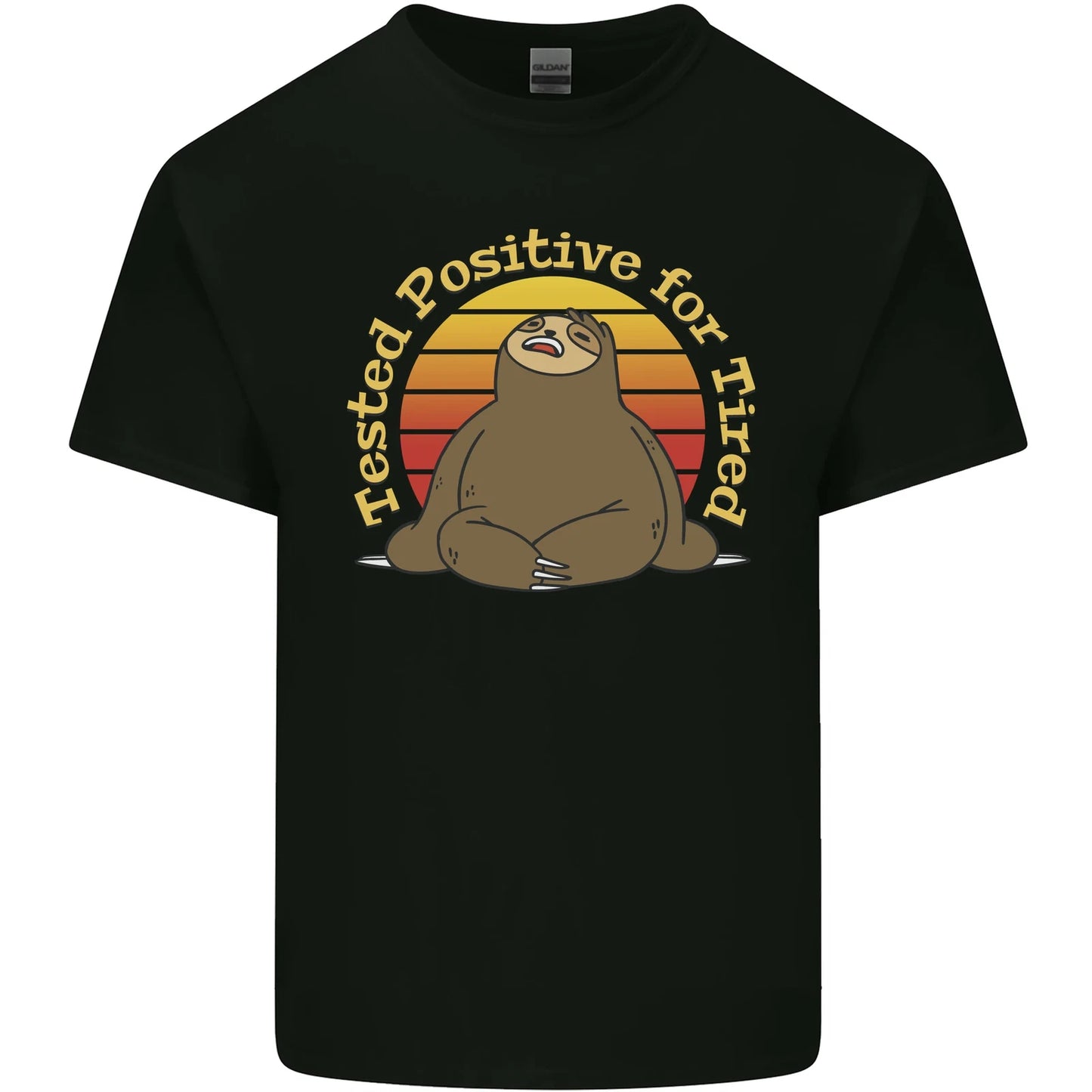 Sloth Tested Positive For Tired Funny Lazy Mens Cotton T-Shirt Tee Top