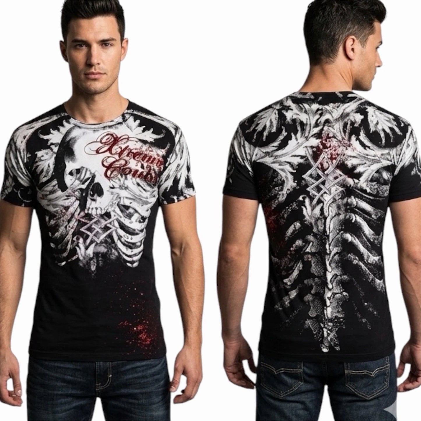 XTREME COUTURE by AFFLICTION Black PERSIMMON Short Sleeve Slim Fit T-shirt NWT