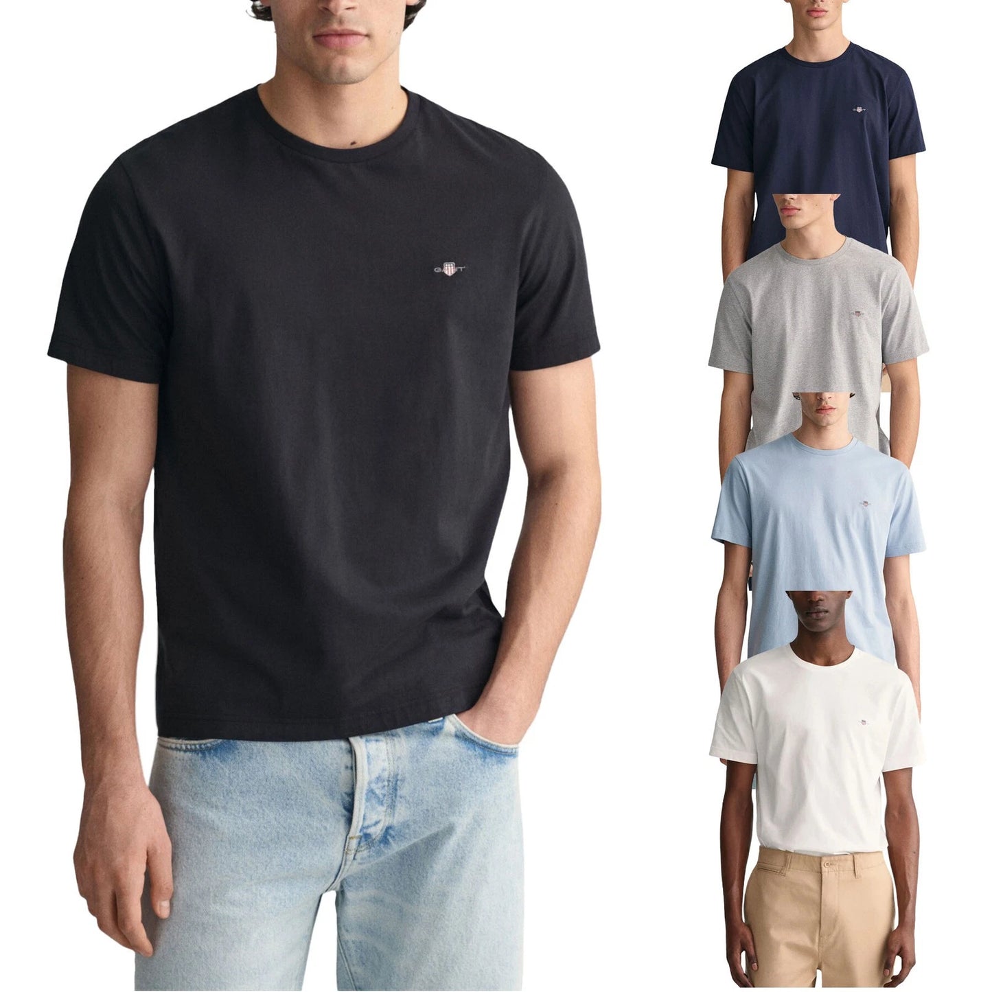 GANT Mens T Shirts Shield Logo Short Sleeve Cotton T-shirt Summer Casual Tee Top