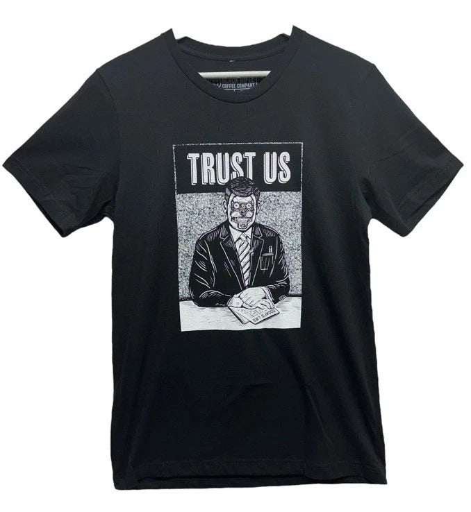 Black Rifle Coffee Company Men’s graphic T- Shirt Black Size Med “Trust Us”