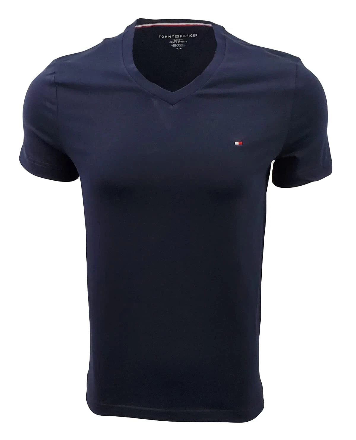 Tommy Hilfiger Men's Slim Fit V-Neck T-Shirt (Medium, Navy)