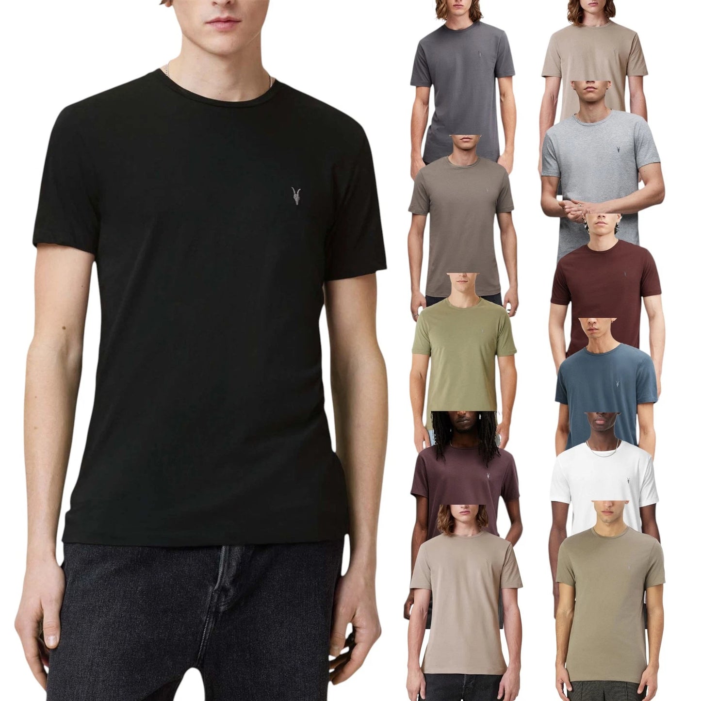 All Saints Mens T Shirts Crew Neck Slim Short Sleeve Casual Summer Cotton Tee