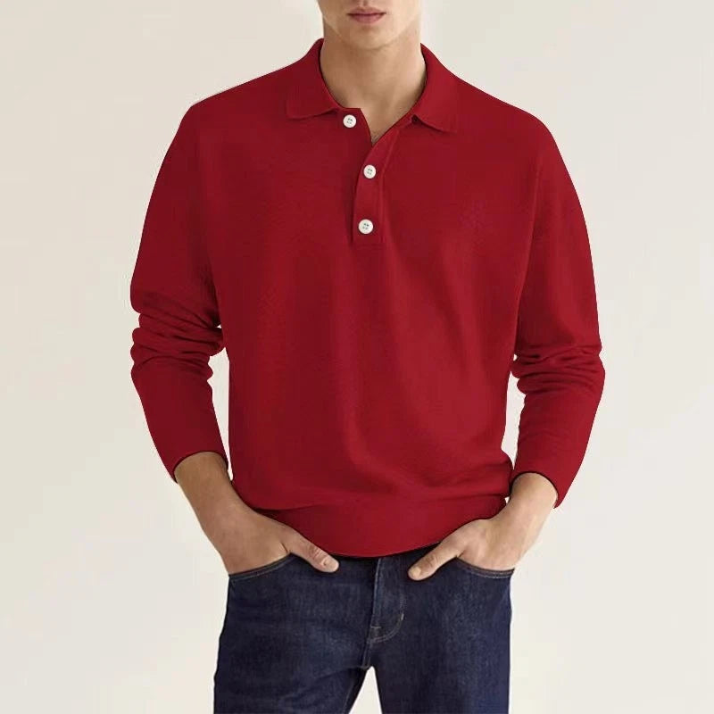 Hot Long Sleeve Jacket V-neck Buttons Men's Casual Popular Autumn Shirt