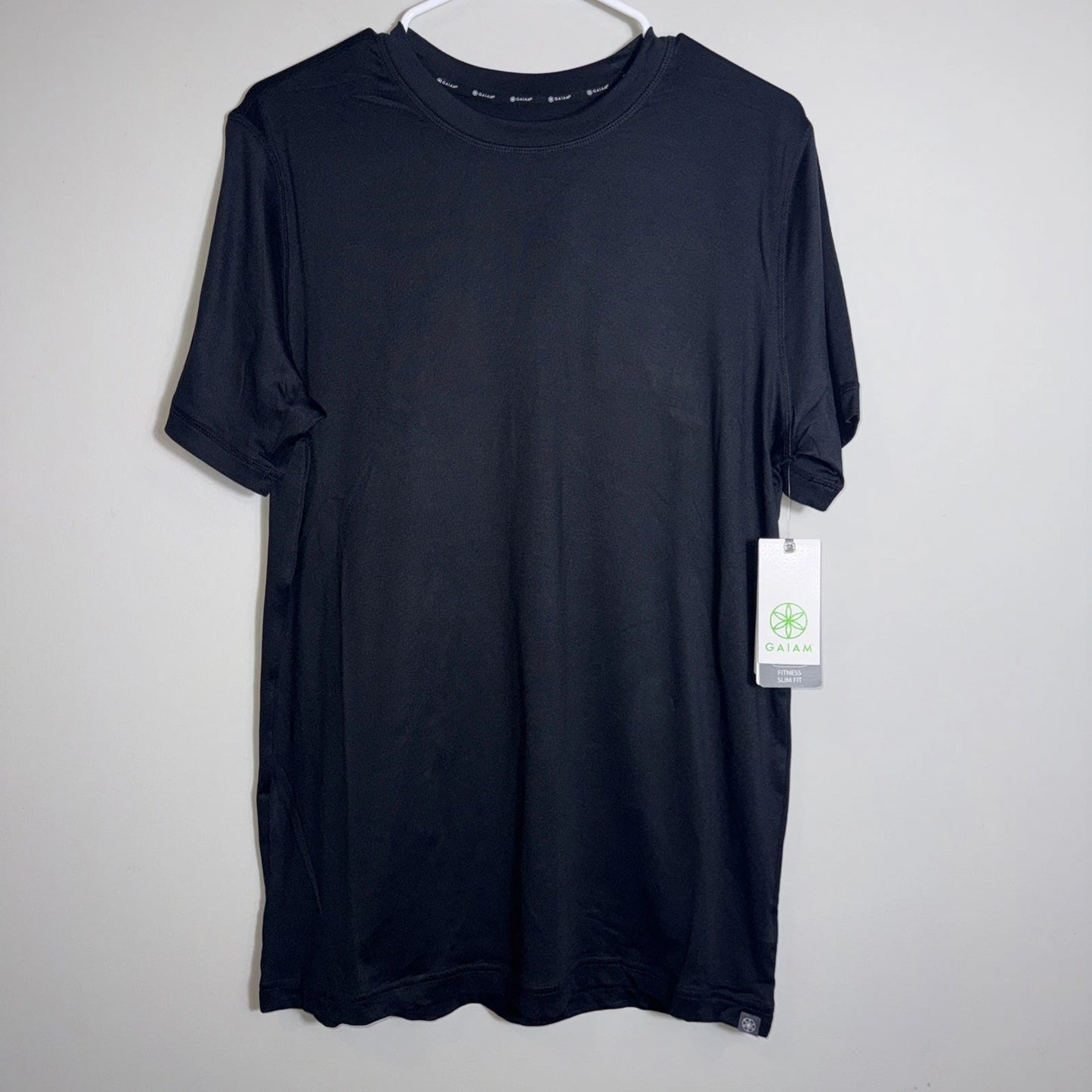 Gaiam Mens Everyday Basic Crew Neck TShirt Black Slim Fit Gym Activewear Medium
