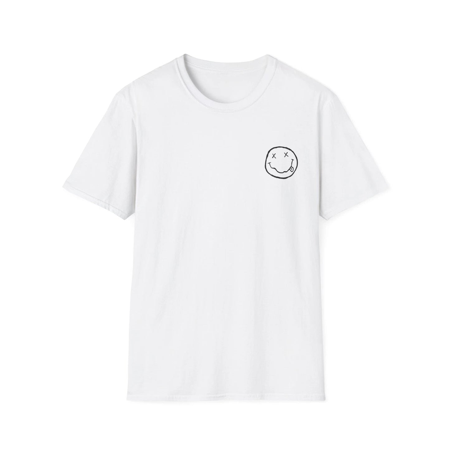 Happy Face T-Shirt White Funny Quotes Abstract Design Trendy Lifestyle Fashion