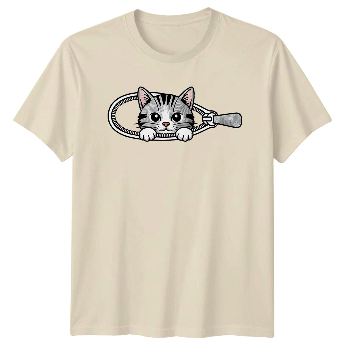 Cute Peek A Boo Zipper Cat T-Shirt Kitten Birthday Gift For Him And Her