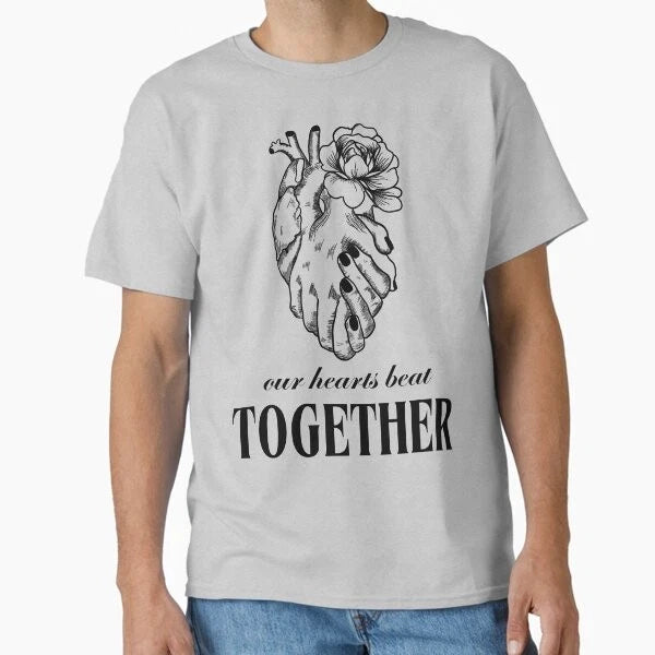 Black and White Heart Modern Love Typography T-Shirt Made in US/AUS Size S-2XL