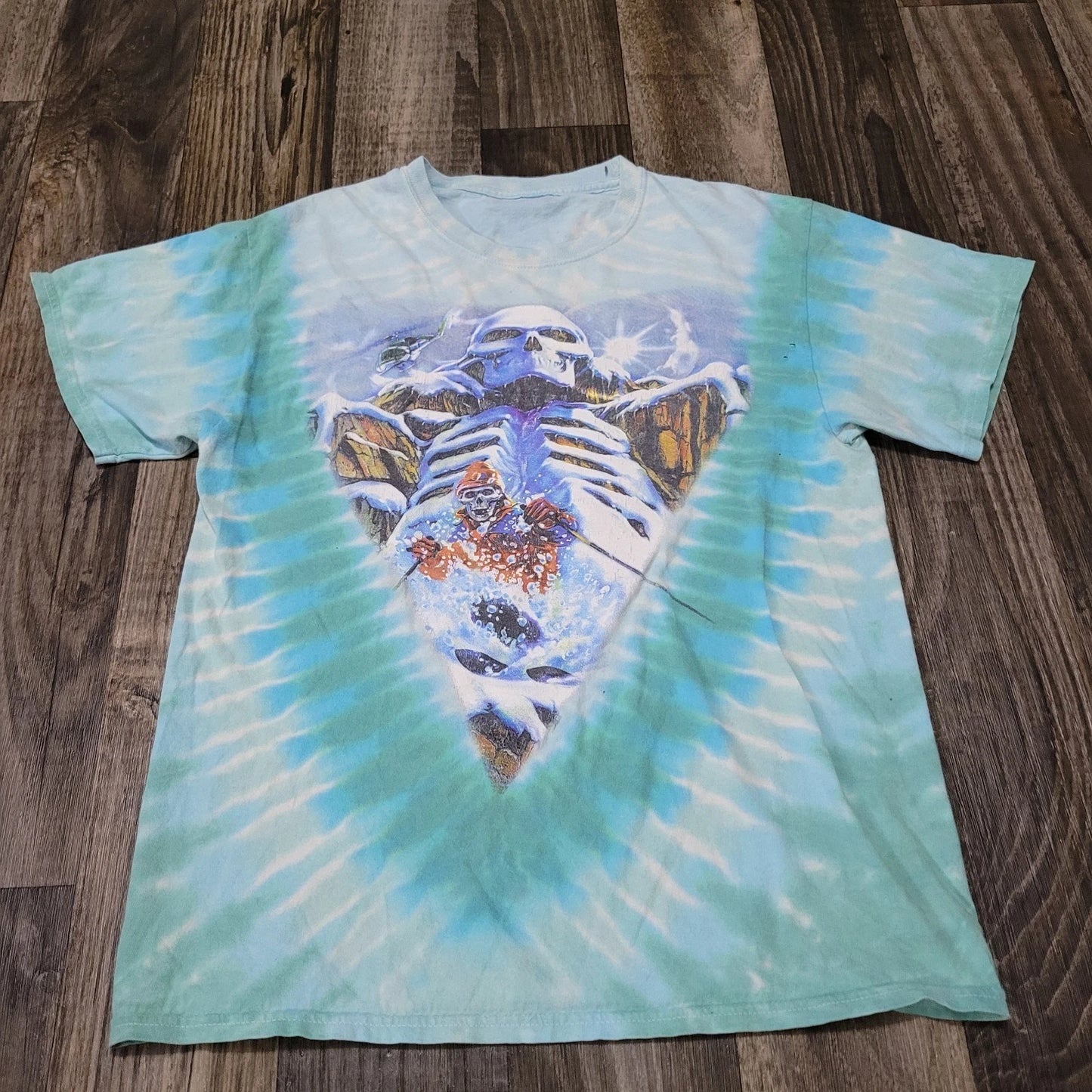 Grateful Dead Skeleton Heli Ski R Biffle Tie Dye Shirt Size L 1994 Reprint