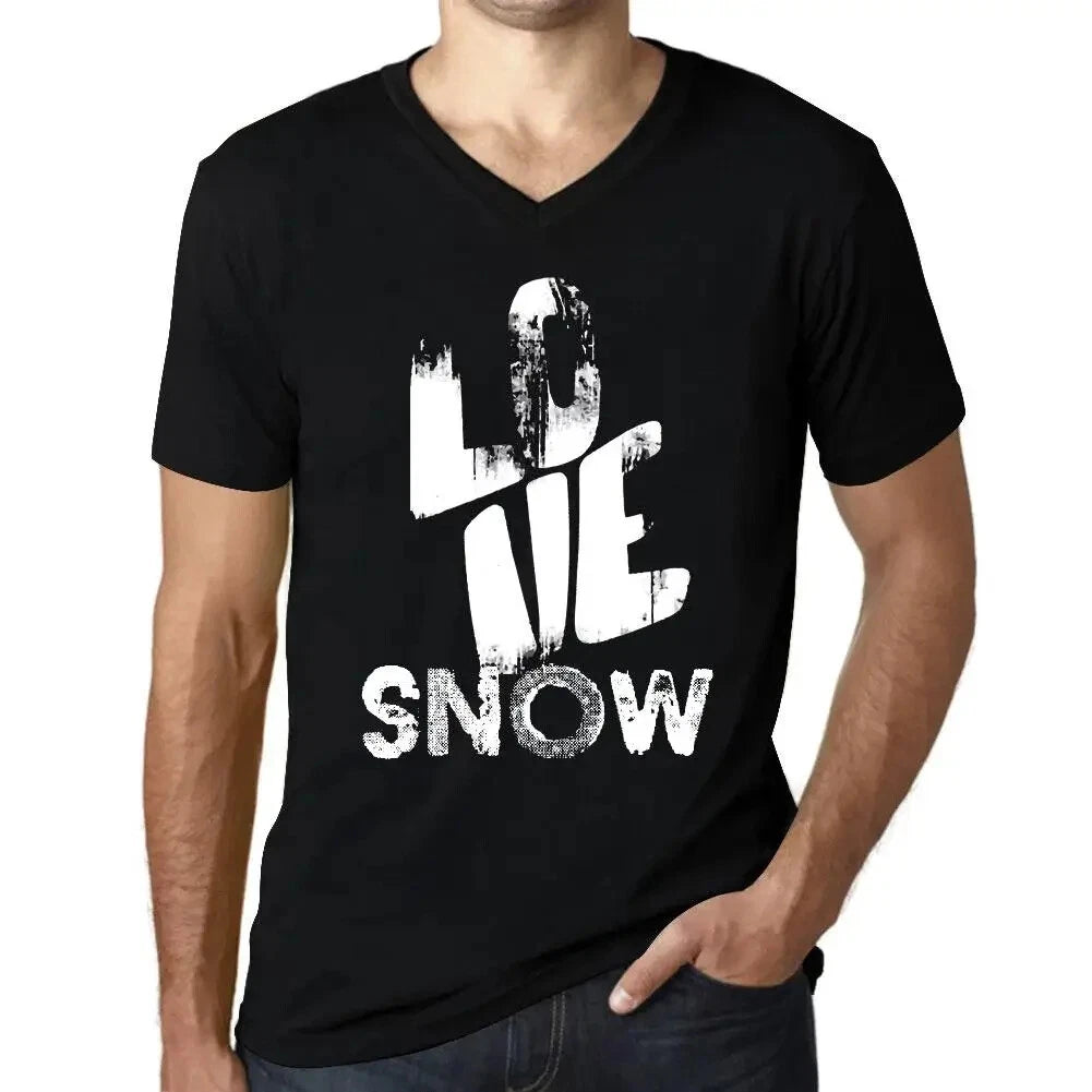 Men's Graphic T-Shirt V Neck Love Snow Eco-Friendly Limited Edition Short Sleeve