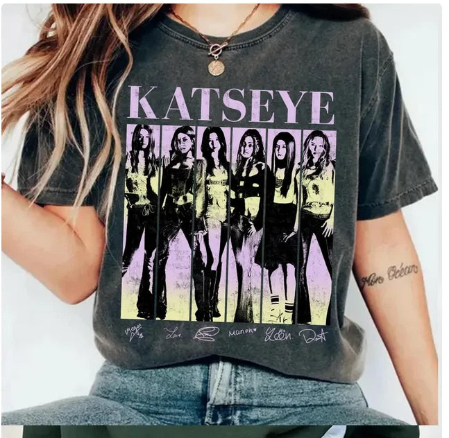 Katseye Kpop Graphics Tee, Vintage Katseye The Beautiful Chaos Tour Shirt