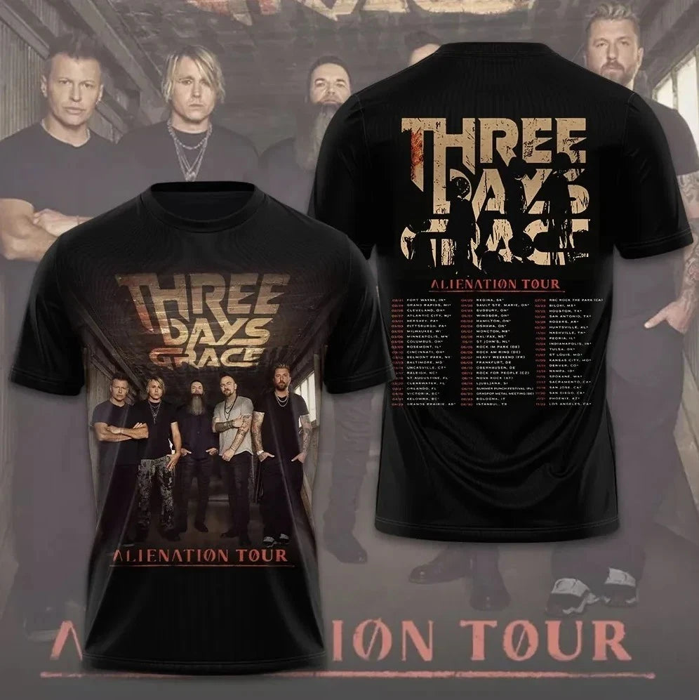 Rare Three Days Grace Alienation Tour 2026 3D polyester S-5XL Tee U18.409