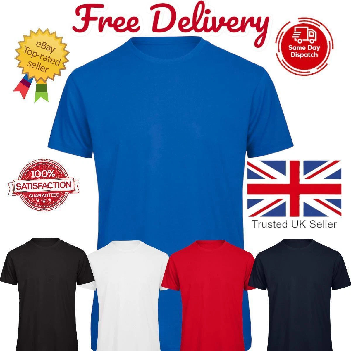 Mens Plain Cotton T-Shirt Casual Crew Neck Short Sleeve Tee Top Gym Sports Basic