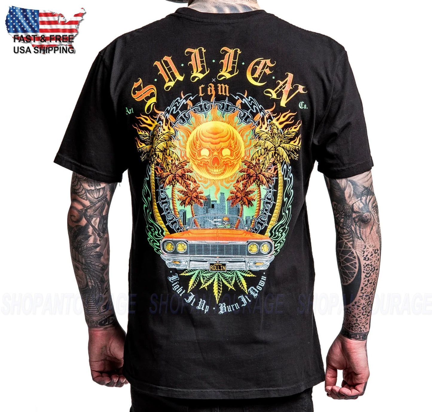 Sullen Art Collective Burn It Down Premium SCM8024 Short Sleeve T-shirt For Men