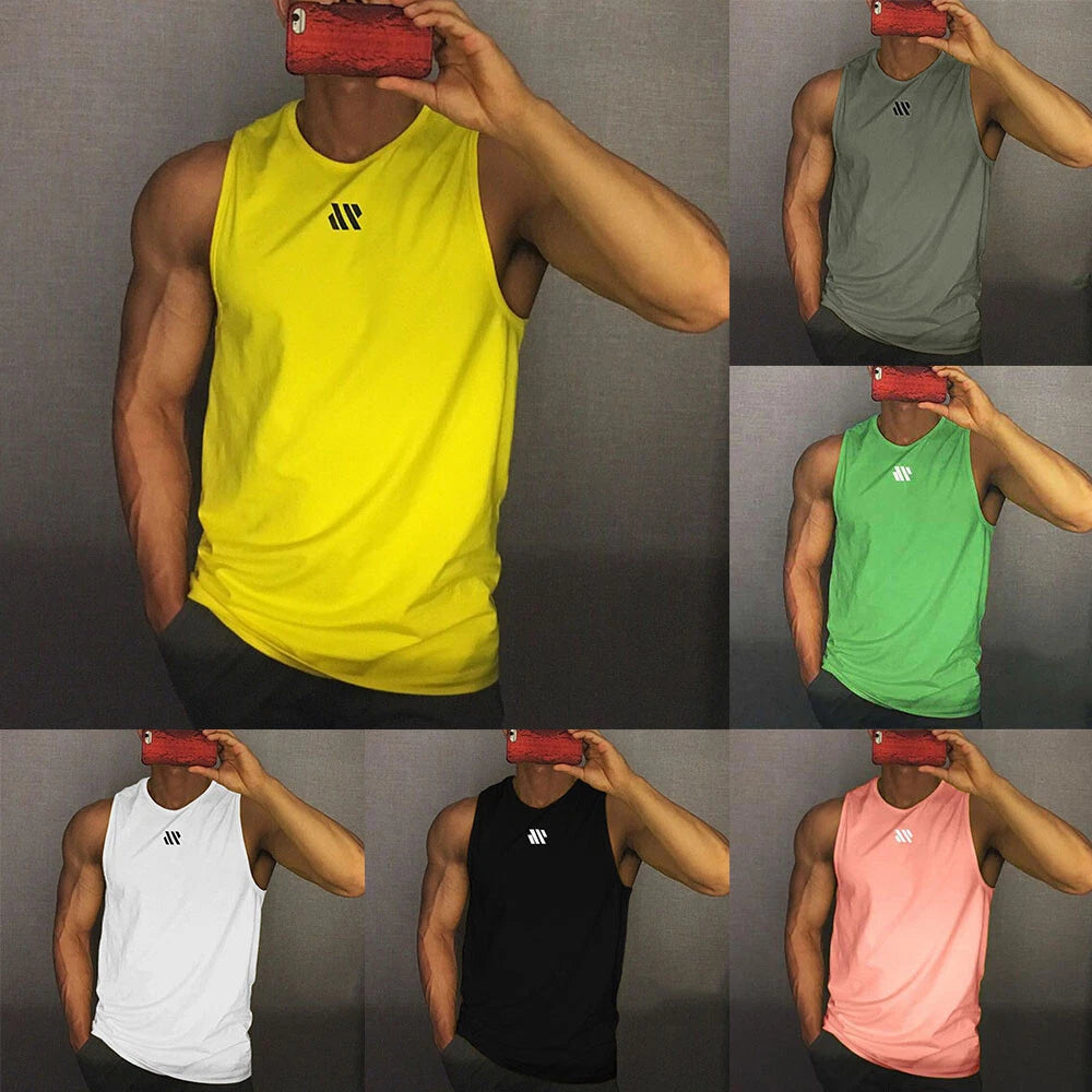 Mens Vest Tops Plain Classic Vests Summer Training Gym Tank Top Pack T-Shirt UK