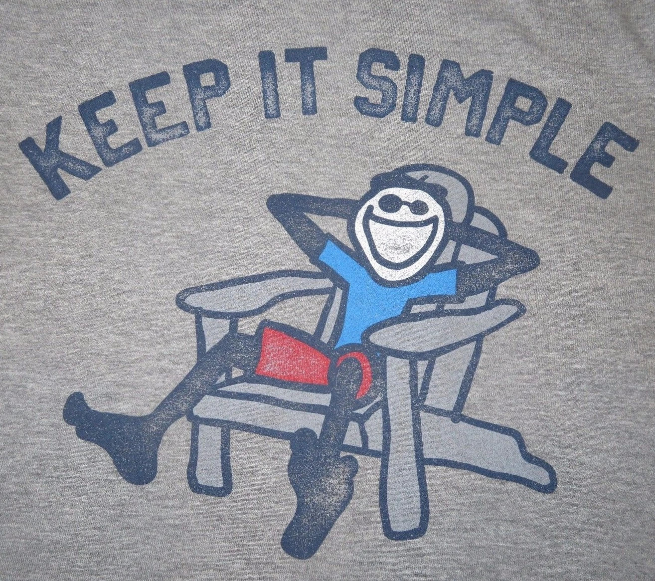 NEW Life is Good KEEP IT SIMPLE Gray JAKE IN ADIRONDACK CHAIR s/s T-SHIRT Men S