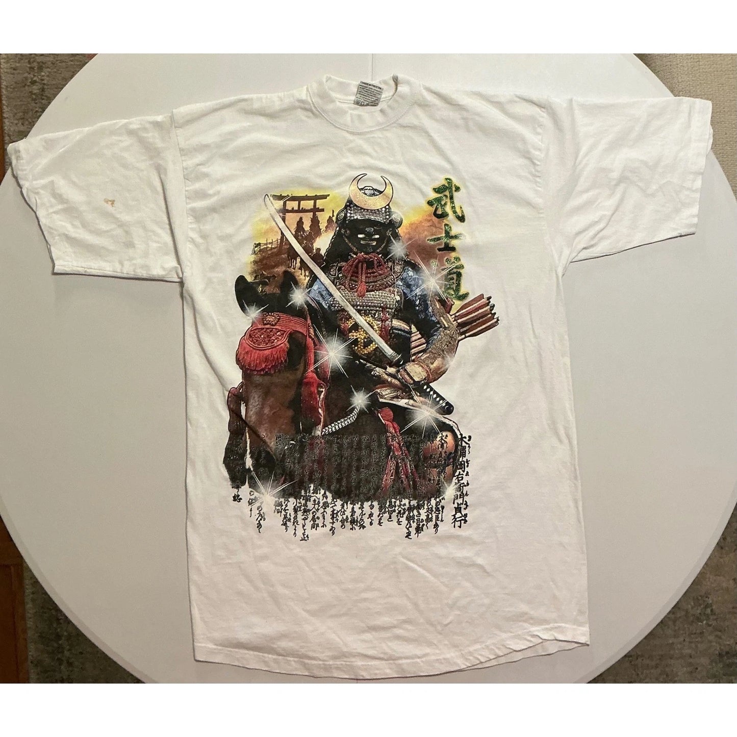 VTG Y2K Samurai Warrior Super Heavy Japan T-Shirt White Mens 3XLT Tall Pro-Top