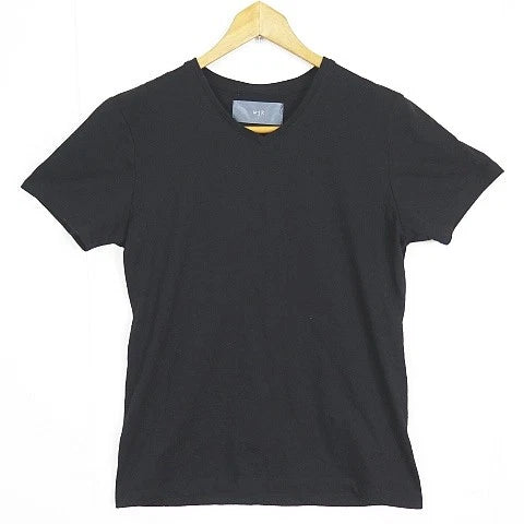 wjk Men's V-Neck Embroidered T-Shirt Black Short Sleeve Size S Polyester Cotton