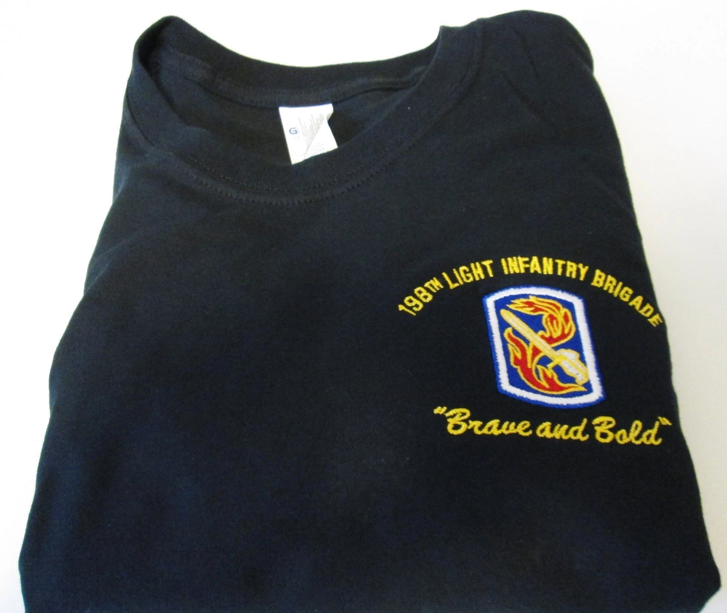 198TH LIGHT INFANTRY BRIGADE "BRAVE AND BOLD" EMBROIDERED LEFT CHEST SHIRT
