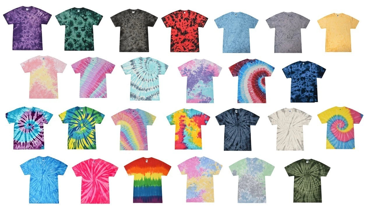 Vibrant Multicolor Tie Dye T-Shirts Adult & Kids 100% Cotton Colortone