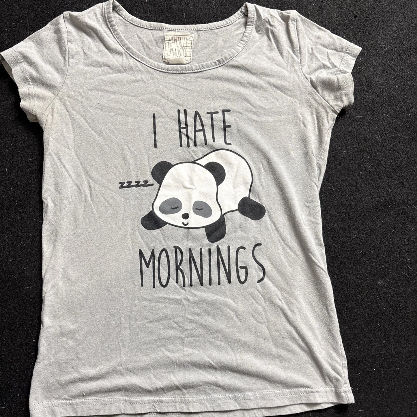 I Hate Mornings Sleepy Lazy Present Gift Panda Womens T-Shirt Small