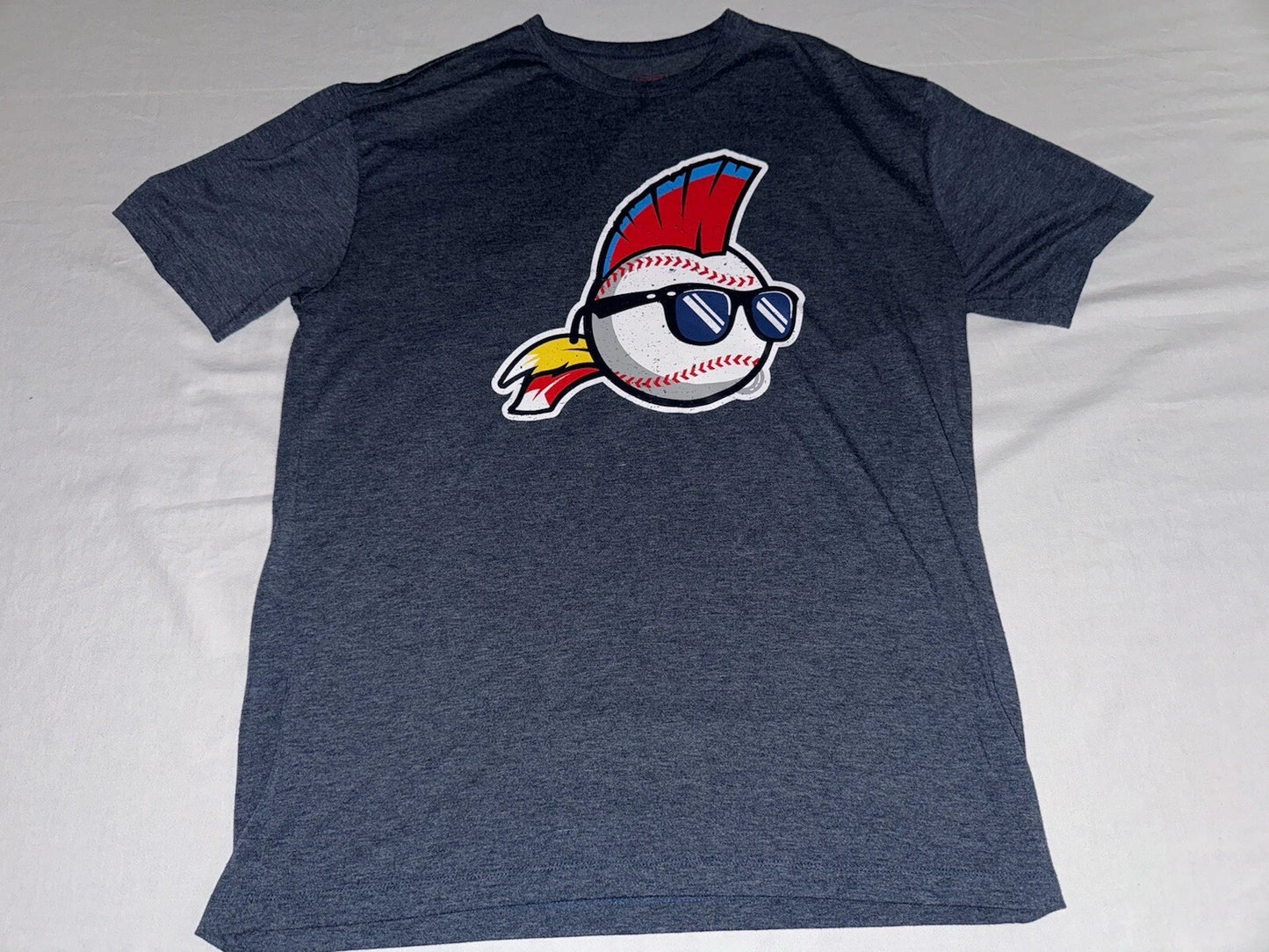 Major League Logo Baseballism Mens Large Blue Soft Cotton Indians Movie