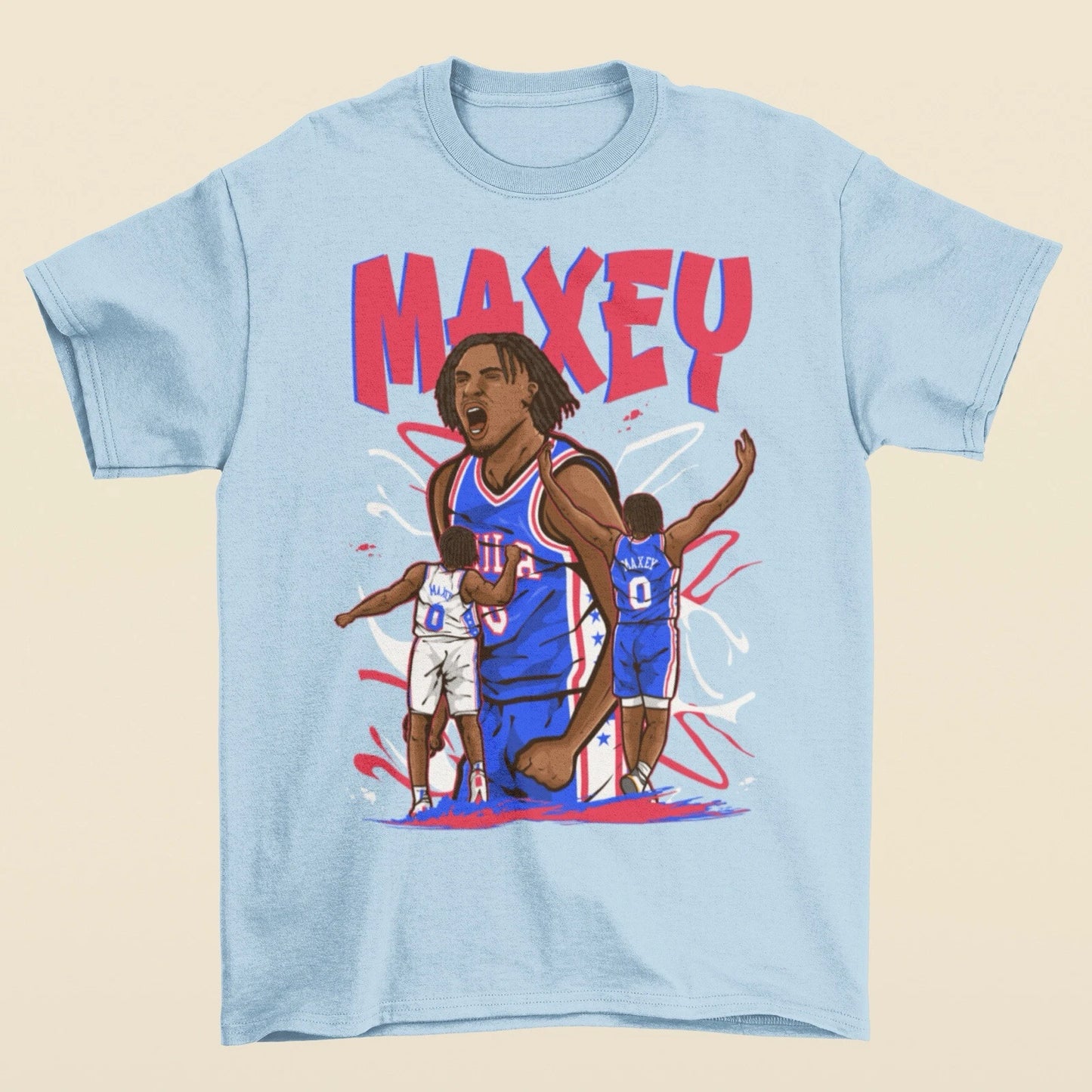 Tyrese Maxey Cartoon Style Philadelphia Basketball T-Shirt