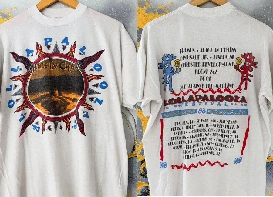 Alice in Chains Lollapalooza 1993 concert 2 side T shirt White