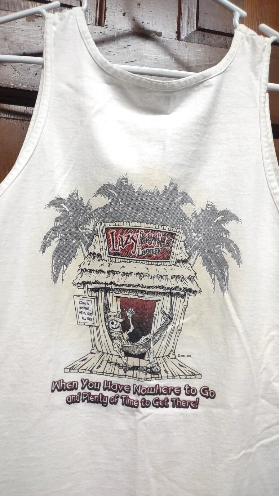 Lazy Bones Lounge Cozumel White Tank Top Men's Size M Del Sol Color Change