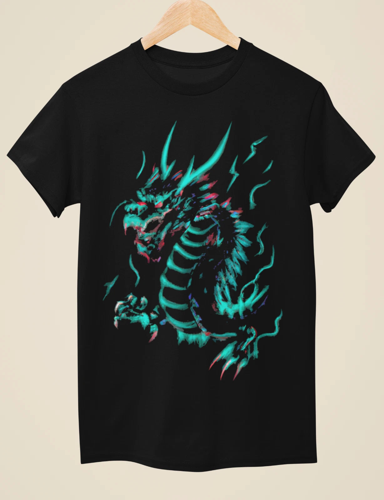 Neon Dragon - Tattoo Inspired Unisex Black T-Shirt