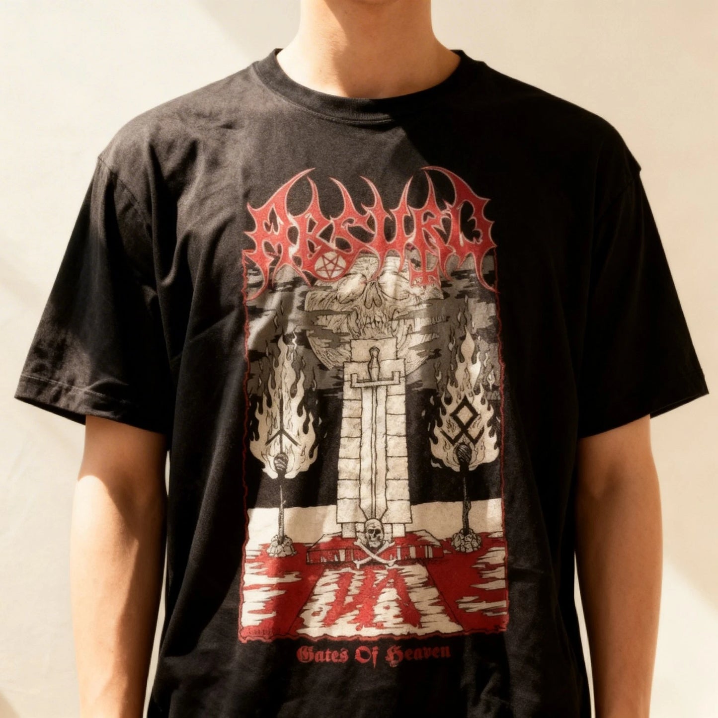Absurd Gate Of Heaven T-Shirt Short Sleeve Cotton Black Men Size S to 5XL