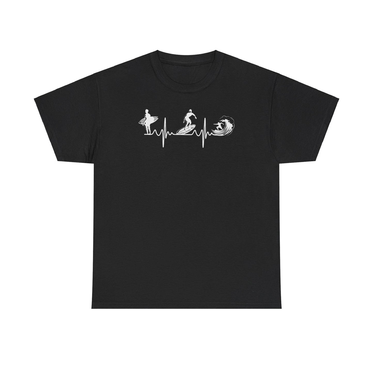 Surfing Heartbeat T-Shirt | Surf Wave Graphic Tee | Ocean Lover | S-5XL