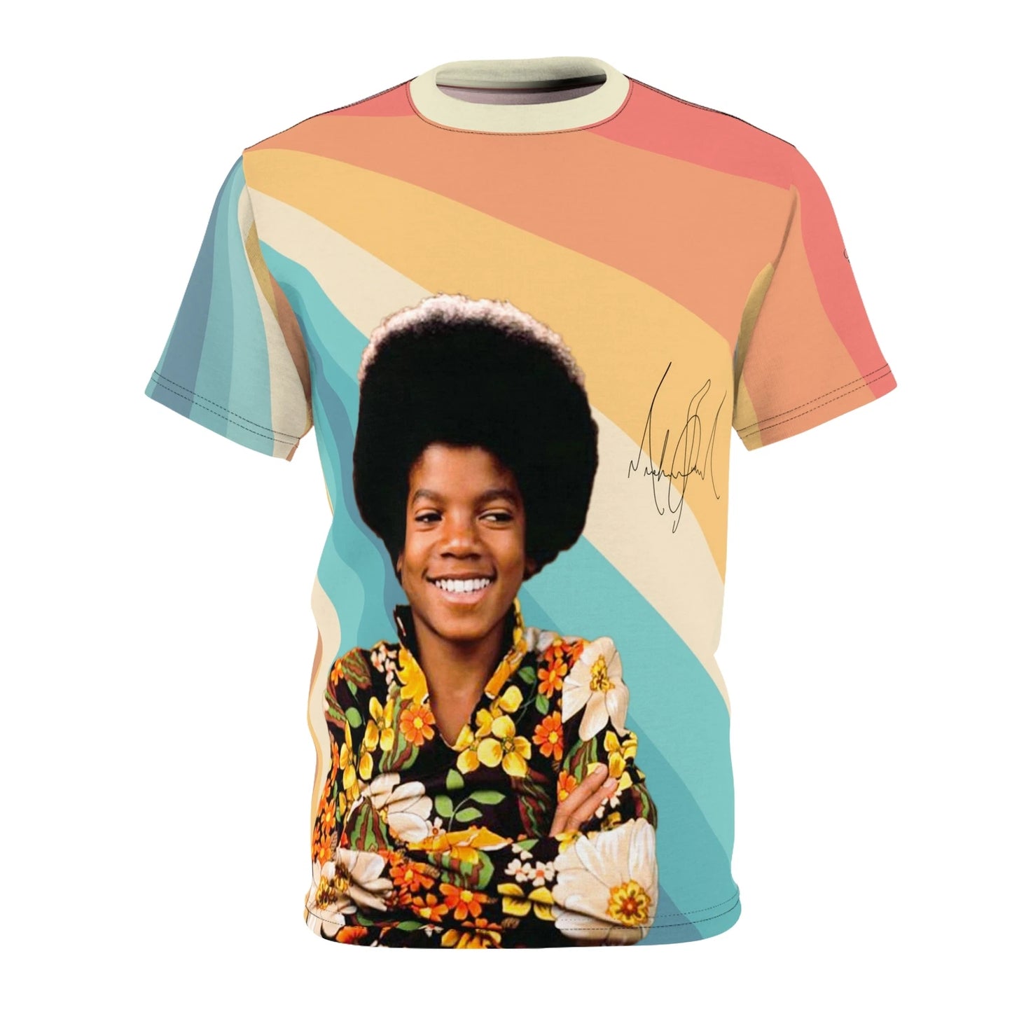 Jackson 5 Retro Rainbow Artisan Tee - 1970s MJ Young Michael Jackson Funky Shirt