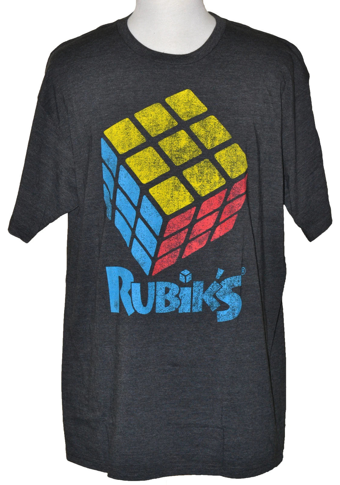 Rubik's Cube T-shirt Classic Puzzle Game Graphic Tee Charcoal Heather Gray NWT