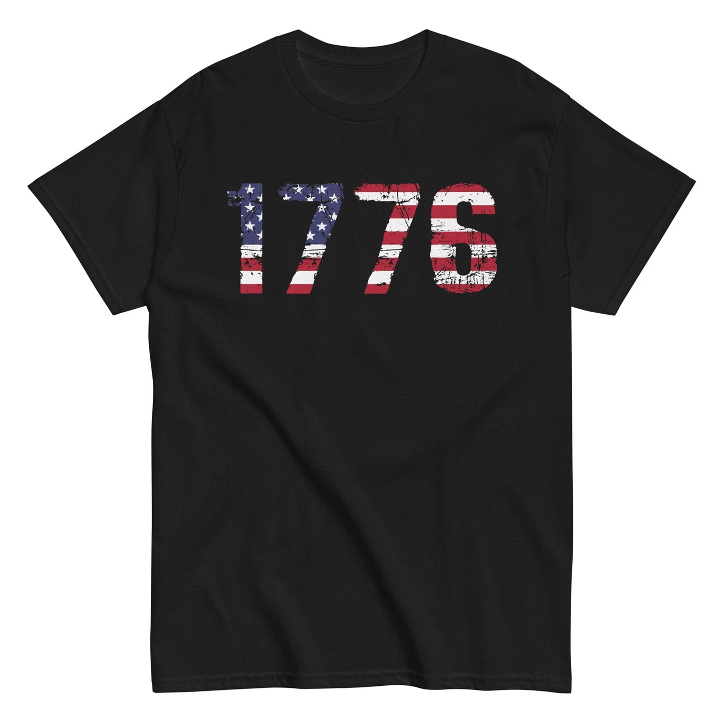 USA 1776 Distressed Men Patriotic T Shirt American Flag