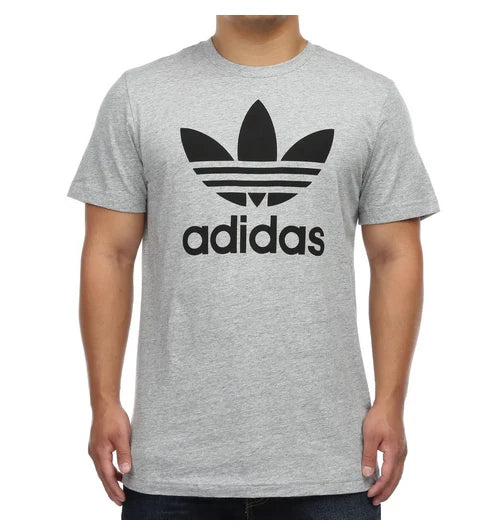 ADIDAS Vintage Trefoil Logo HEATHER GREY Regular Fit Short Sleeve T-shirt NWT