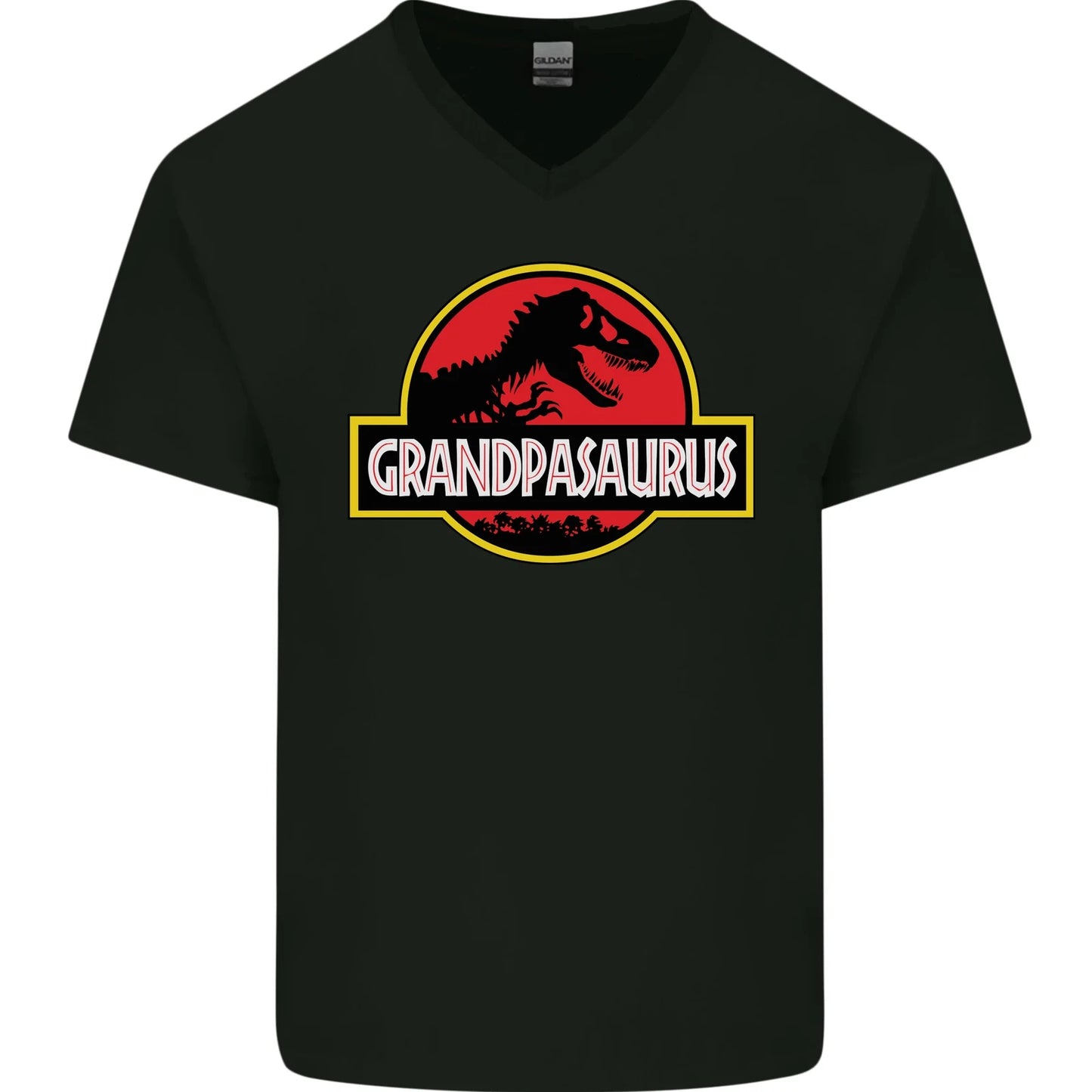 Grandpasaurus Funny Grandpa Grandad Mens V-Neck Cotton T-Shirt