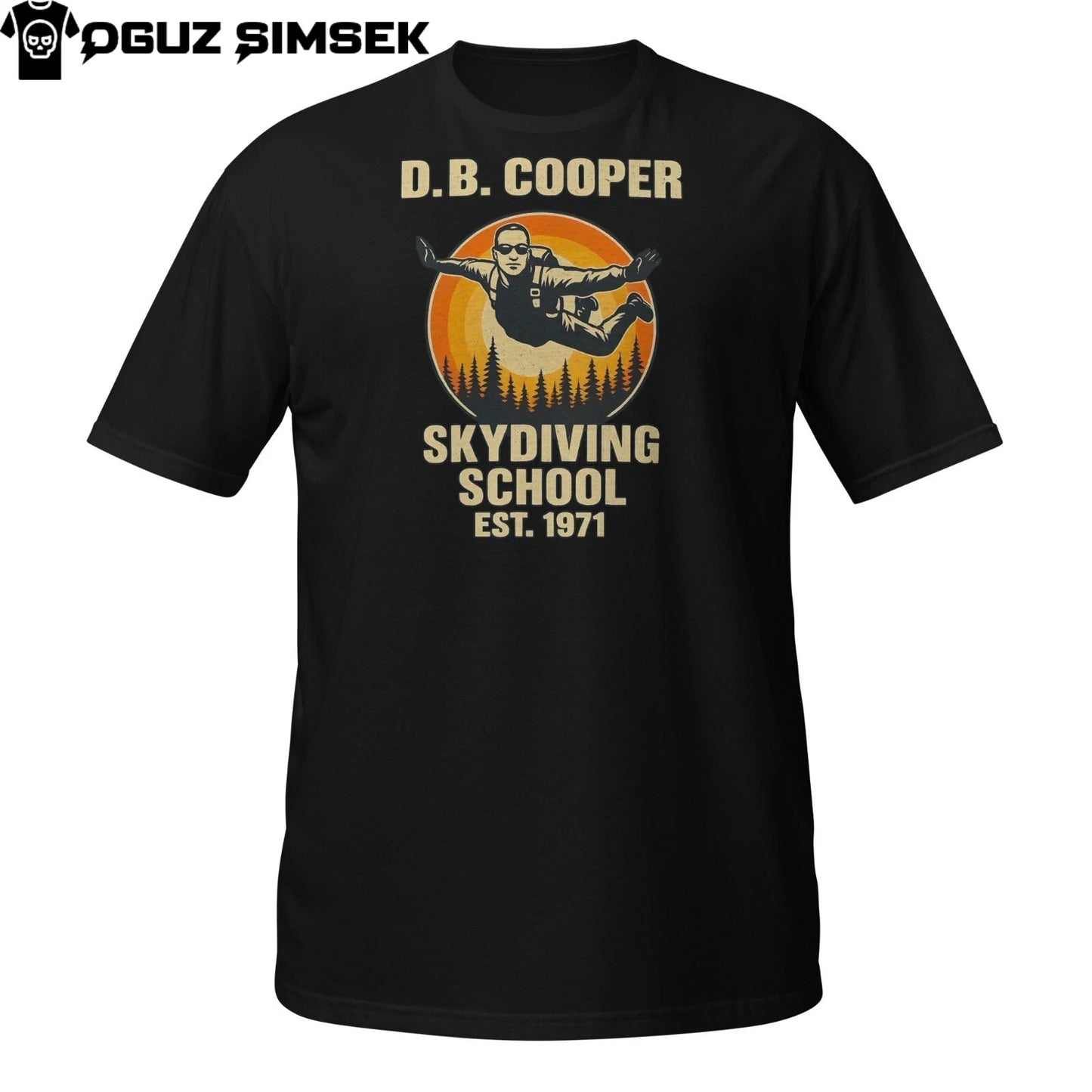 D.B. Cooper Skydiving School T-Shirt | Funny Retro Mystery DTG Printed Tee