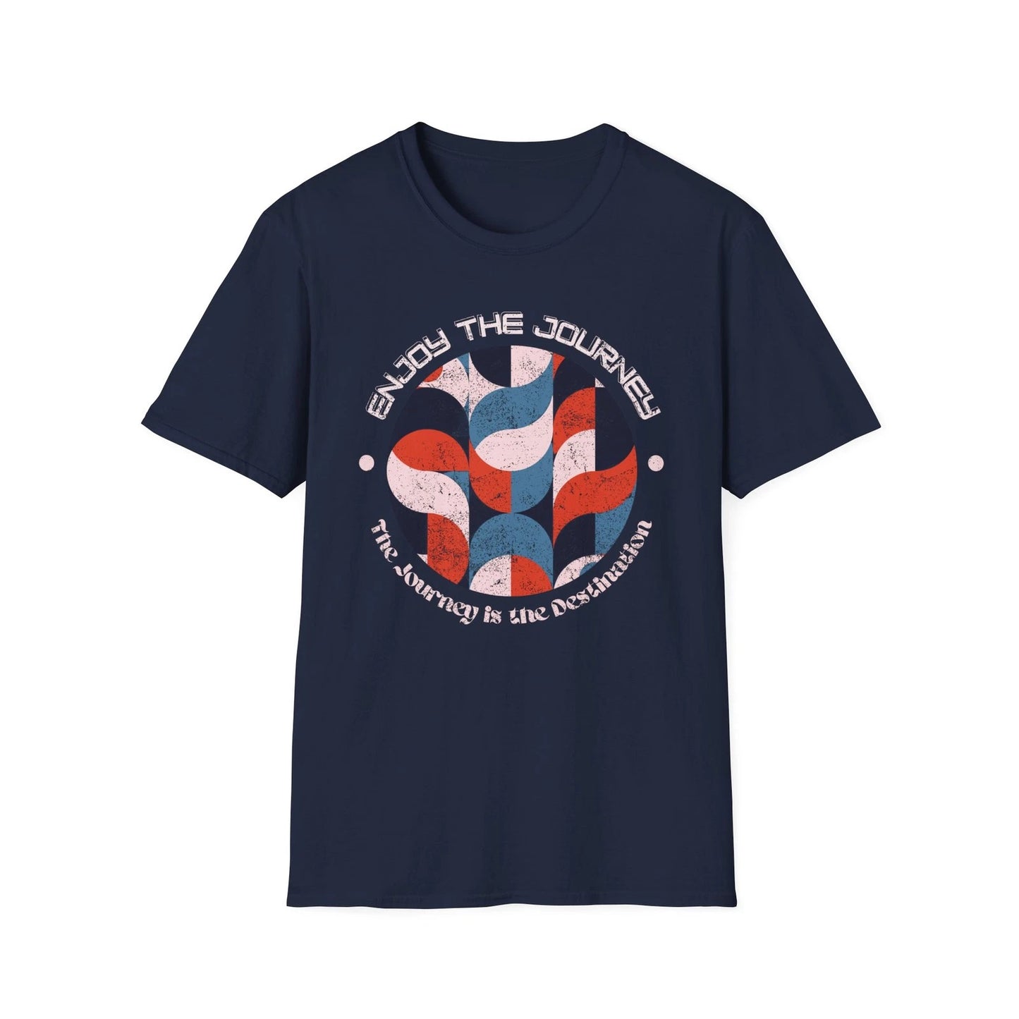 Enjoy the Journey Graphic T-Shirt | Retro Abstract Waves, Travel Quote