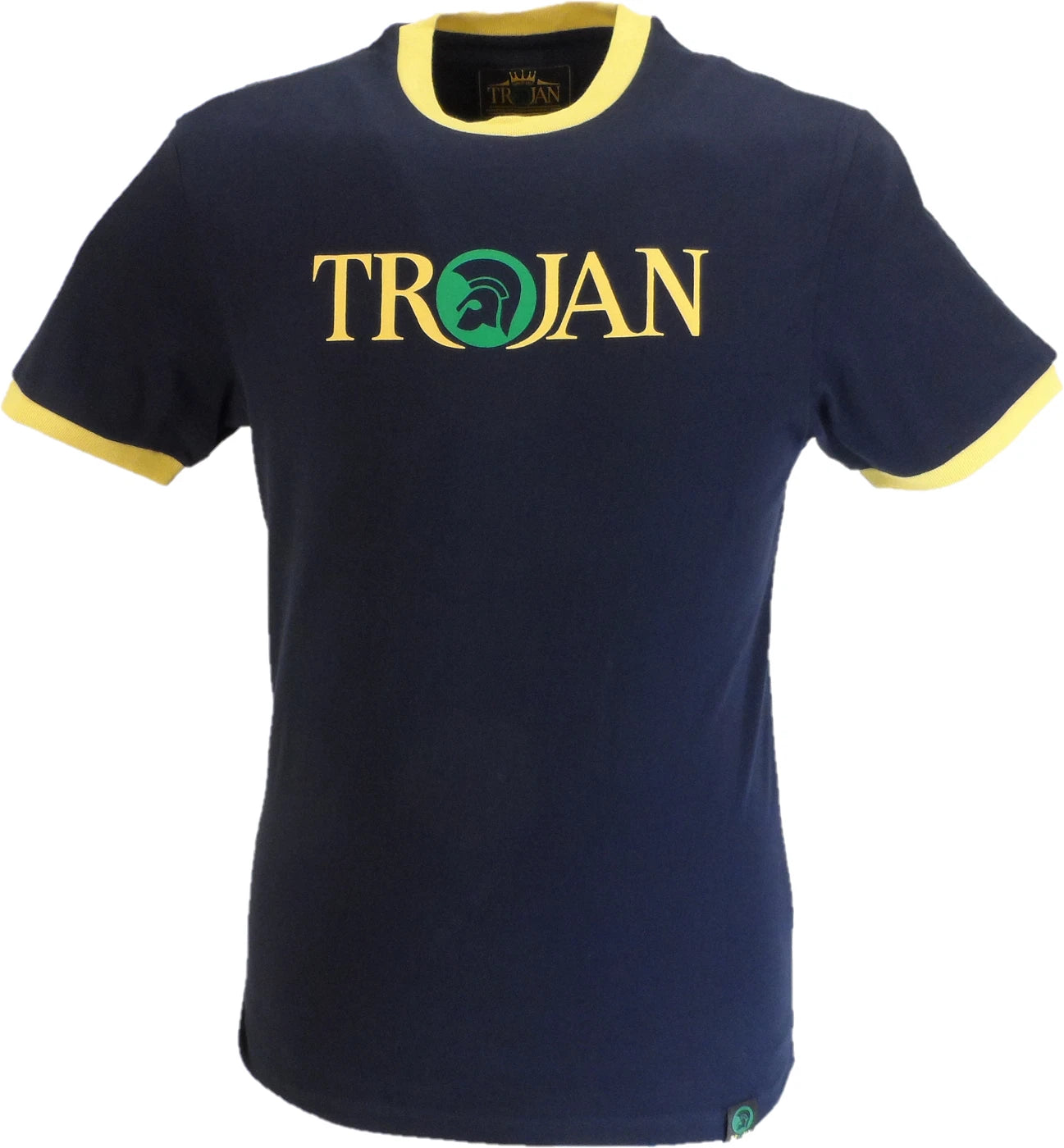 Trojan Mens Navy Blue Rasta Logo 100% Cotton Peach T-Shirt