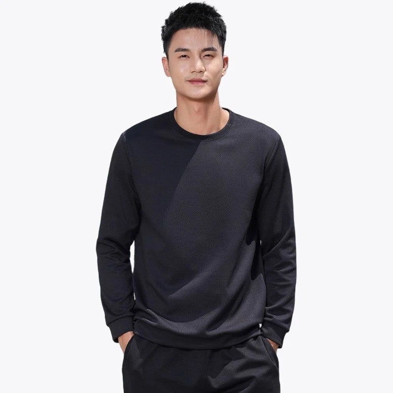 Men's Hoodie Warm Simple Top Solid Color Pullover Long Sleeve Hooded Sweatshirt