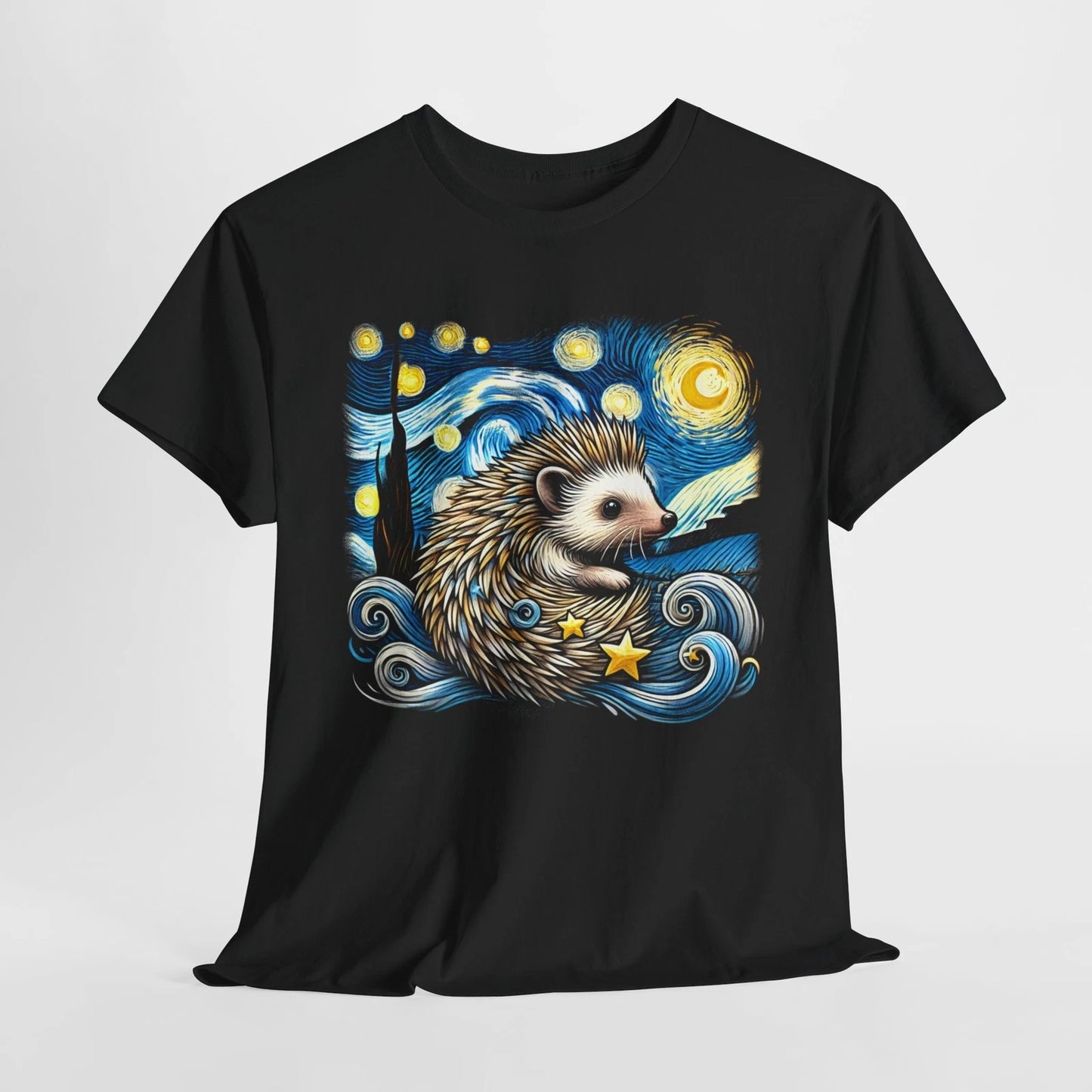 Whimsical Hedgehog Art – Celestial Nature Unisex Cotton Tee